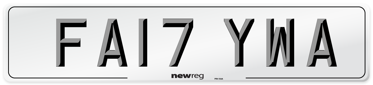 FA17 YWA Number Plate from New Reg